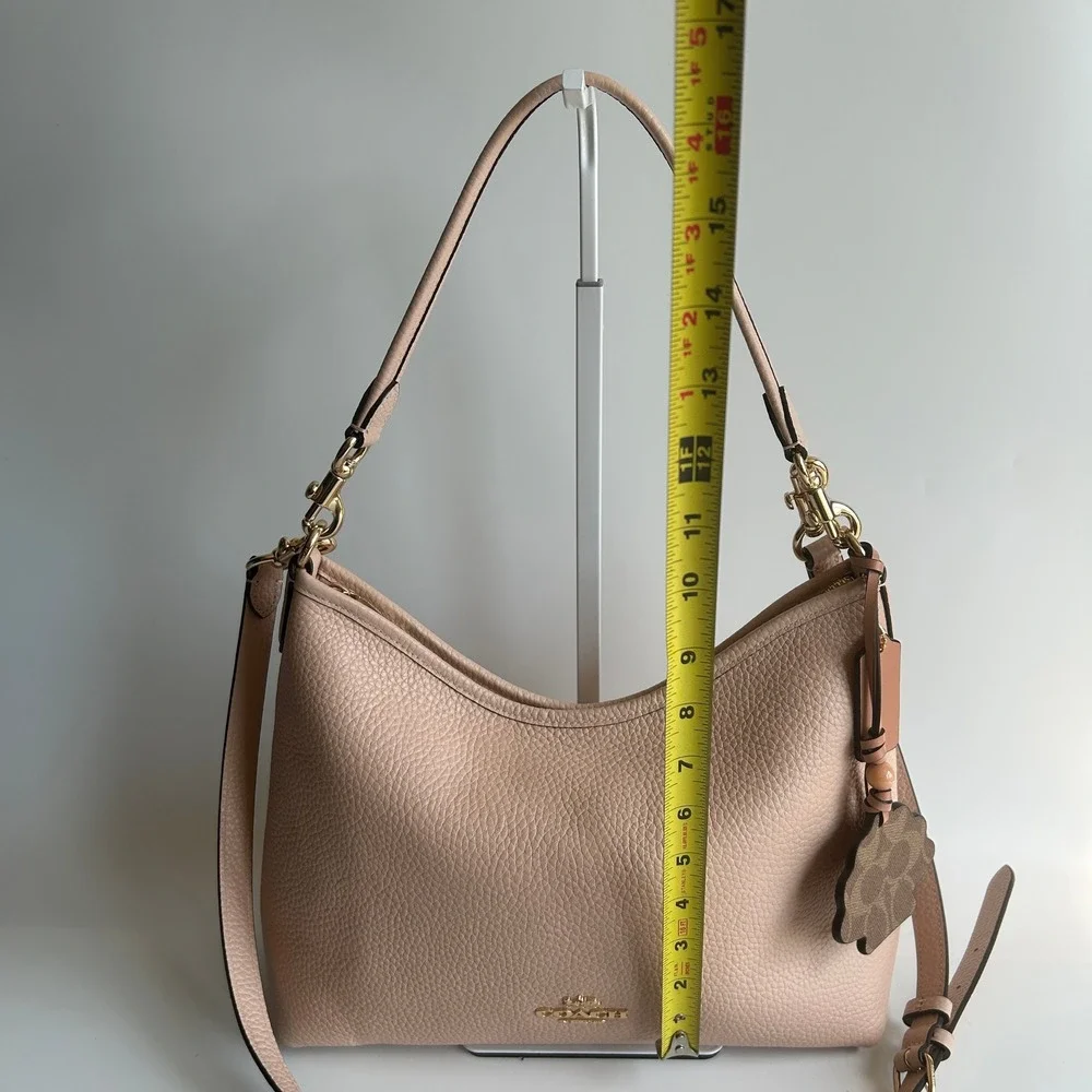 Coach Laurel Shoulder Bag Cream Tan Pebbled Leather Bag CBH81